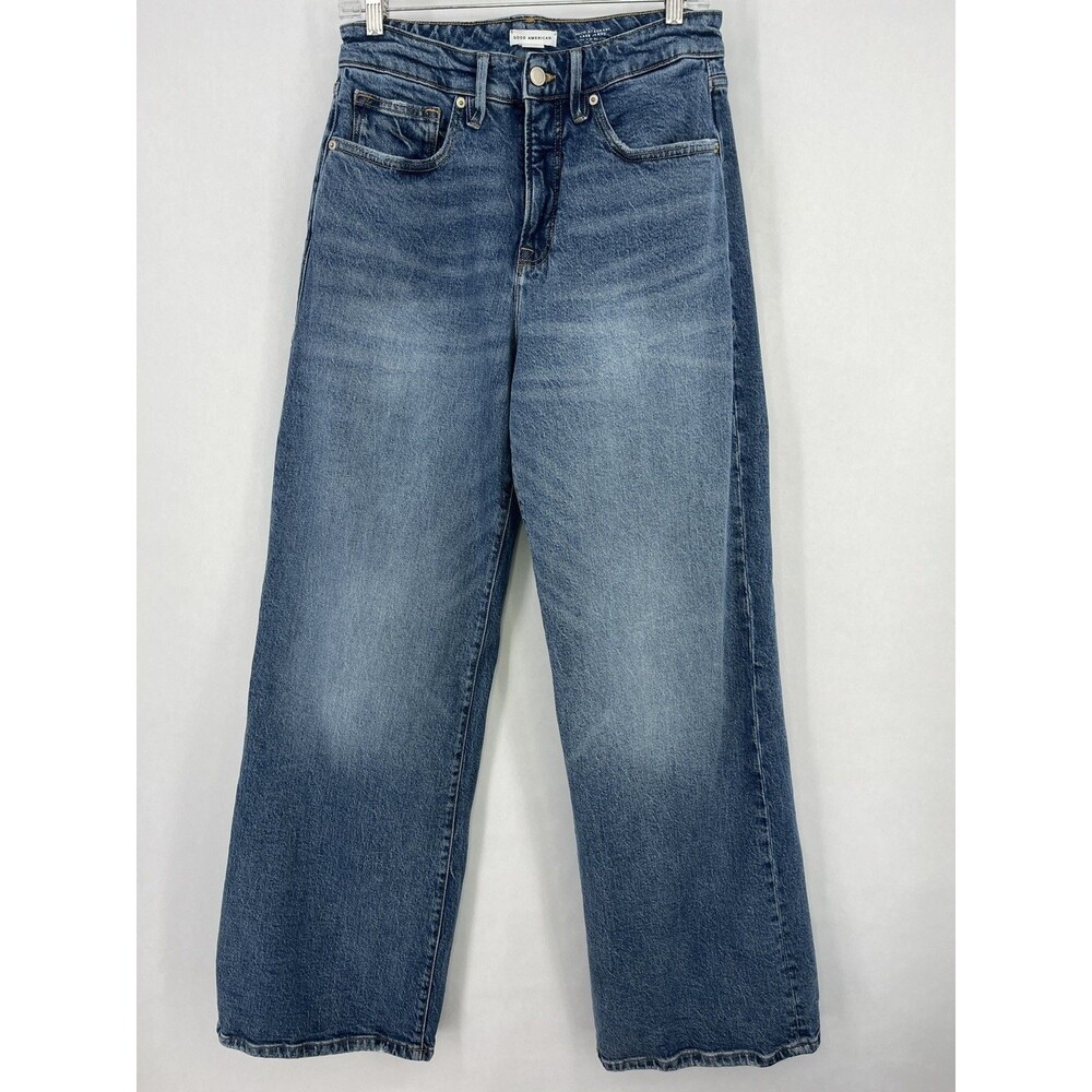 Good American Good Ease Sz 4 27 Mid Rise Relaxed Denim Jeans Womens Medium Wash